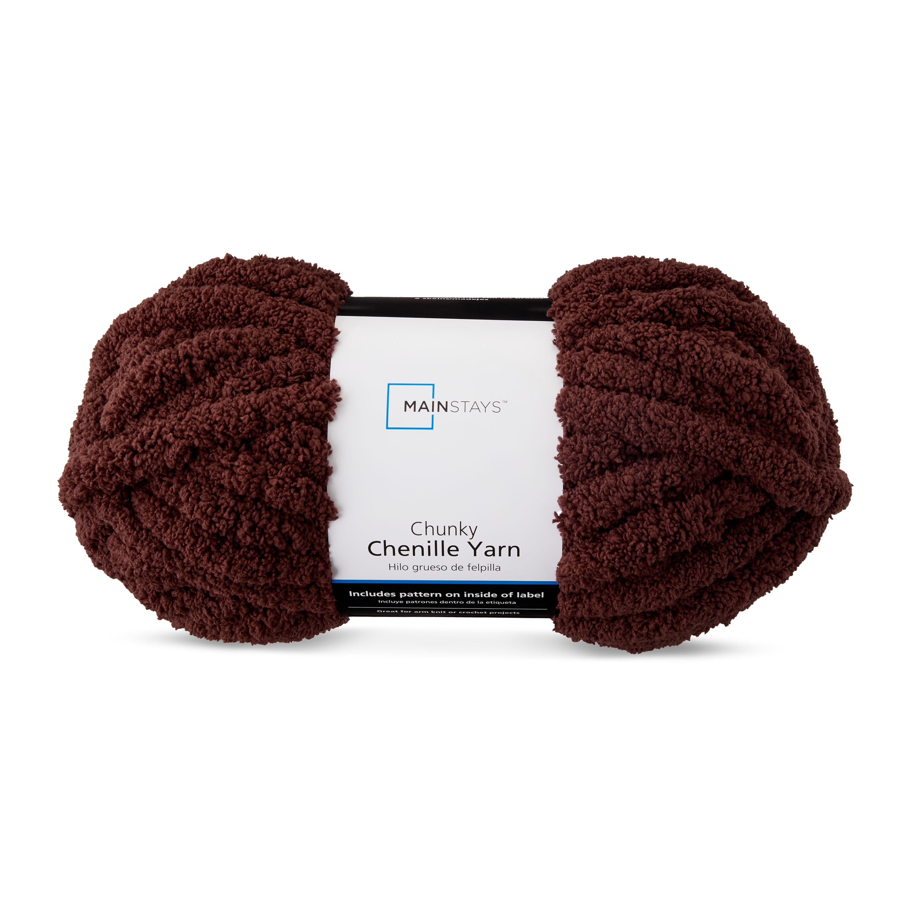 Mainstays Super Bulky Chunky Chenille Yarn Pack, 31.7 yd, Warm Chocolate, 100% Polyester, 4 Count