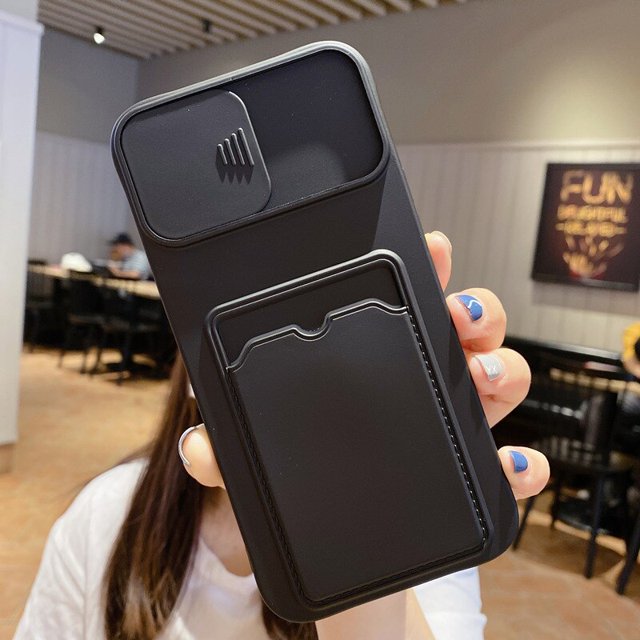 Funda blanda para teléfono con tarjetero para iPhone 14 13 12 11 Pro Max X XR XS Max 6 6S 7 8 Plus, funda protectora deslizante para cámara Tan Jianjun unisex