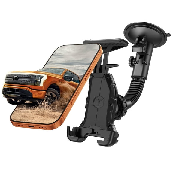 ToughTested Talon Pivot Mammoth Suction Cup Mount for Phone & Tablet (Up to 12.1”), Heavy-Duty Windshield & Dashboard Holder with Double-Rib Gooseneck, 4.25” Nano-Gel Suction, Off-Road Lock