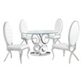 thumbnail image 1 of Ensemble de Salle à Manger 5 Pièces en Acier Inoxydable avec Table Ronde en Verre Clair, 1 of 4