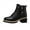 Black, variant on Wensltd Plush Lined Boots Women Side Zip Round Toe Warm Slip Resistant Casual Biker Boots Black