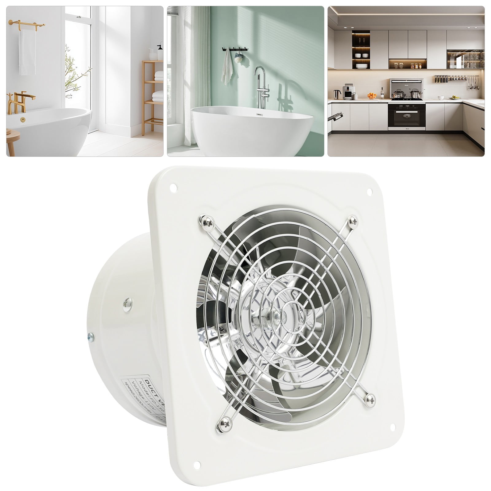 6 Inch Exhaust Fan, Wall Exhaust Fan for Kitchen, Bathroom, Metal Extractor Fan for Attic, Garage, Window Ventilation