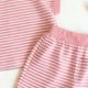 thumbnail image 3 of Estilo de Verano Conjunto de Niños de Verano Color Sólido Raya Pantalones Cortos Casuales de Dos Piezas de Punto de Manga Corta Vestido de Verano Corto, 3 of 7