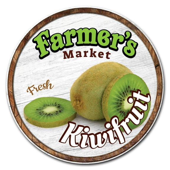 SignMission C-24-CIR-WS-Kiwifruit Corrugated Plastic Sign with Stakes 24 in. Circular - Farmers Market Kiwifruit