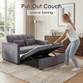 thumbnail image 3 of Amuille 3 in 1 Convertible Sleeper Sofa Bed, 54" Velvet Fabric Loveseat, Pull Out Couch for Living Room and Apartment (Dark Gray), 3 of 8