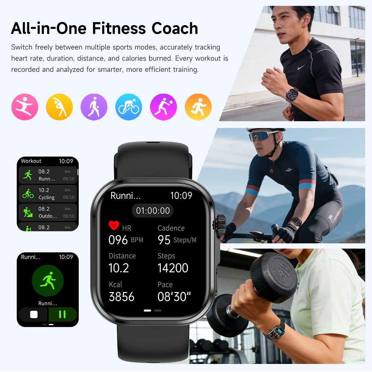 Smart Watches for Men Women, 1.83" HD Touchscreen Fitness Tracker with Bluetooth Calls, IP68 Waterproof, 120+ Sport Modes, smartwatch for iPhone Android iOS
