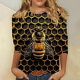 thumbnail image 2 of CYMMPU Summer Trendy Shirts 3/4 Sleeve Loose Fit Round Neck Bee Graphic Spring Tops Blouses for Women Dressy Casual Tunic Tops Lightweight Basic Tees Multicolor XXL, 2 of 5
