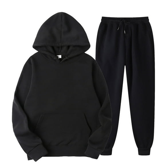 Rigardu Sweatsuits Women 2 Piece Outfit,Oversized Hoodies Tops Baggy Sweatpants with Pockets Y2K Fall Winter Tracksuit Sets Black L