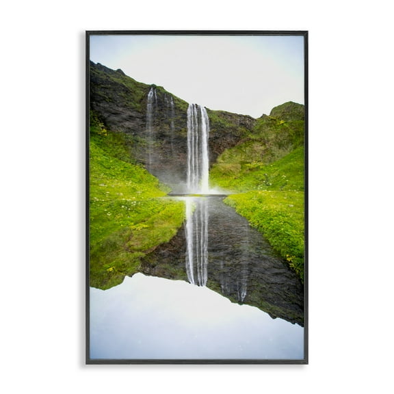 Stupell Industries Lush Waterfall Reflection Black Framed Giclee Art design by Robin Vandenabeele, 18 x 12