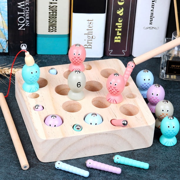 Juguete de pesca, juego de pesca de madera magnético, juguete de pesca, juguete para niños, aspecto llamativo