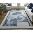 thumbnail image 2 of Feizy Nash Modern Geometric, Blue/Ivory/Gray, 8' x 10' Area Rug Handmade Sheen Mid-Century Modern Color Block Floor Rug for Living room Bedroom, 2 of 8