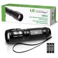 thumbnail image 1 of Linterna LED potente LE L8000, linterna con zoom resistente al agua IP44, 1 pila AAA incluida, linterna LED militar de aluminio para acampar, hacer senderismo y emergencias, 1 of 8