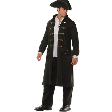Black Pirate Coat Set Men's Adult Halloween Costume, One Size, (42-46)
