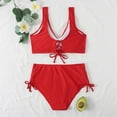 thumbnail image 6 of Women's Bikini Set Solid Color Strappy One Shoulder High Waist Sexy Two Piece Swimsuit for Beach Vacation,Red,XL, 6 of 7