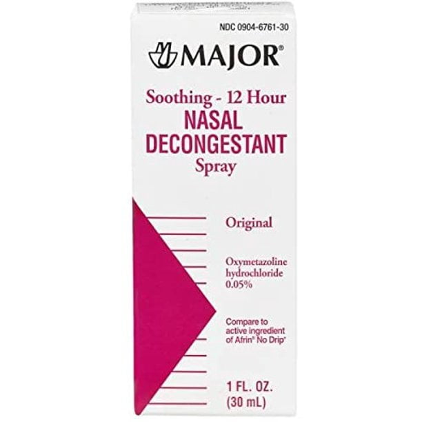 239MJRX MAJOR 12 HOUR NASAL DECONGESTANT SPRAY OXYMETAZOLINE HYDROCHLORIDE-N/A Clear 30 ML UPC 309045711309 (PACK of 2)