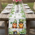 thumbnail image 4 of St. Patrick's Day Table Runner - 60 Inch Long Green Gnomes Lucky Shamrocks Grey Farm Wooden Cotton and Linen Blended Dress Scarves Farmhouse Table Runner for Kitchen Dining, Coffee Table, 13" x 60", 4 of 8