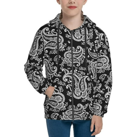

Hoodies for Women Paisley Pattern No.90122 Long Sleeve Sweatshirt Drawstring Zip Up Hoodie with Pockets Teen Girl Clothes