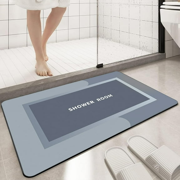 Darzheoy Diatomaceous Earth Bath Mat Rubber Non Slip Shower Mat Quick Dry Super Absorbent Bathtub Mat, Thin Bath Mats for Bathroom Floor, Tub and Fit Under Door, 16" x 24" Rectangle