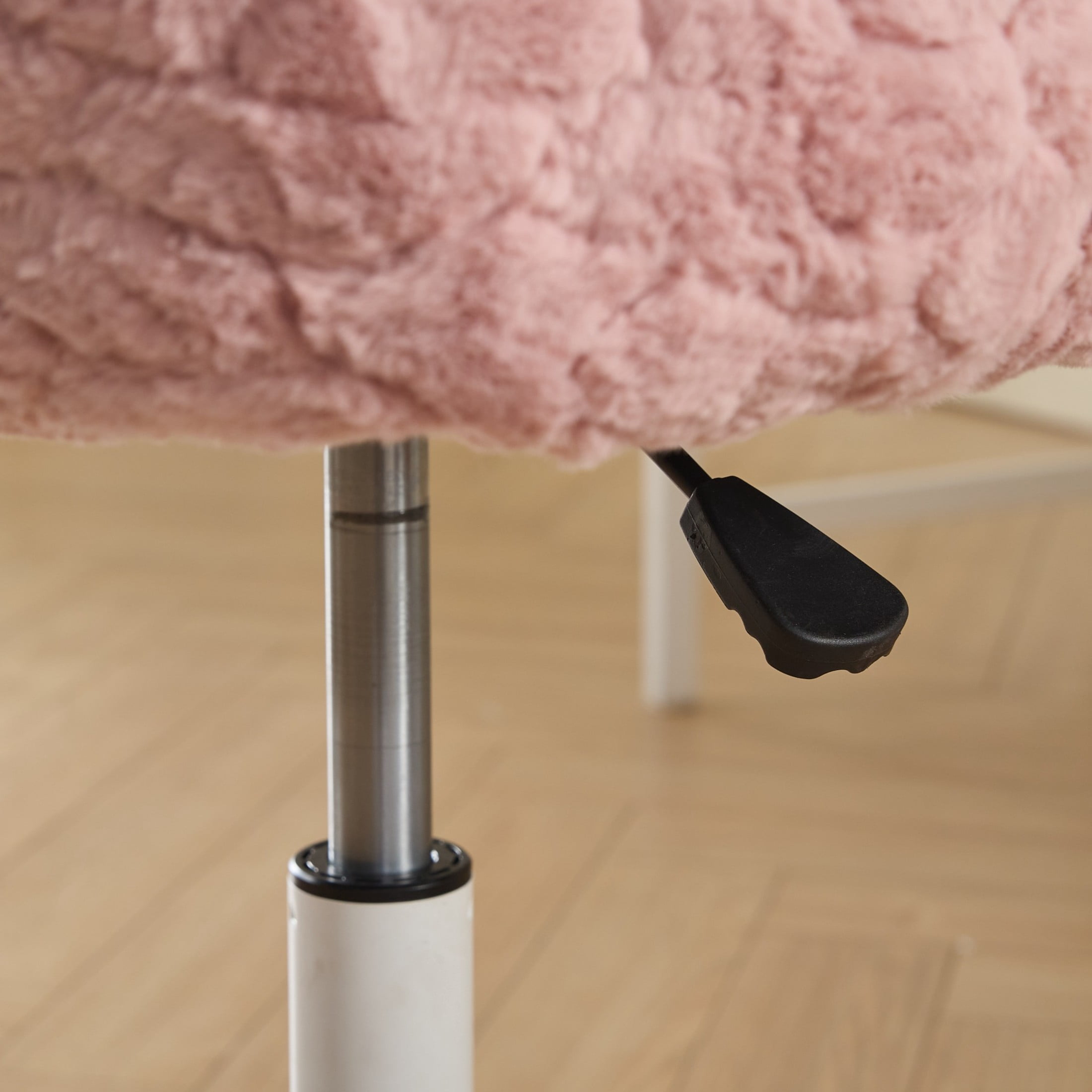 GDF Studio 22.5"W Faux Fur Office Chair with Adjustable Height, Swivel Metal Base, Pink