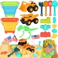 thumbnail image 1 of Juguetes para arena de playa HUITEM, 29 unidades, con 2 cubos plegables y un camión, 1 of 8