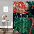 thumbnail image 2 of Orinice Green Banana Leaf Shower Curtain Set, Tropical Palm Leaf Plant Summer Flamingo with 12 Hooks, Durable Waterproof Shower Curtain 69x72, 2 of 7