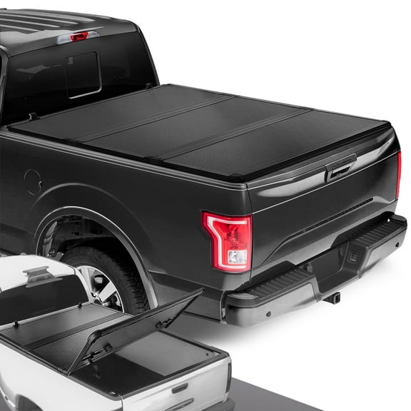 DNA Motoring Hard Tri-Fold Tonneau Cover Compatible with 2015-2018 Ford F150 Truck, 5.5 Ft Short Bed