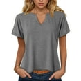 thumbnail image 2 of vigerkar Womens Tops Short Sleeve V-Neck T Shirts Casual Basic Tees Trendy Clothes (Grey, L), 2 of 9