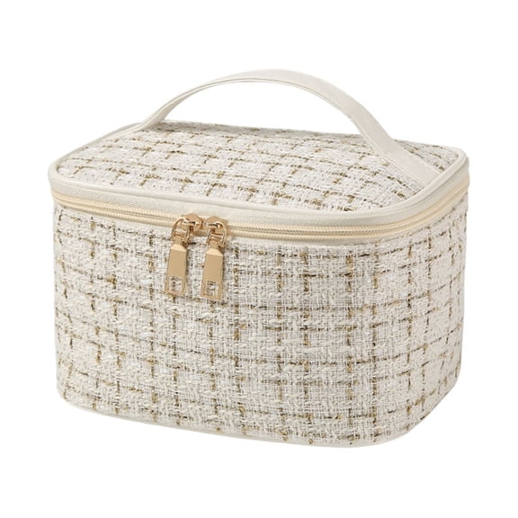 Mosey Large Capacity Cosmetic Bag Portable Handle Zipper Strong Load Bearing Multifunctional Travel Toiletry Makeup Pouch Organizer Case