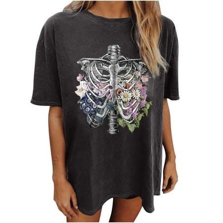 

Corset Top Maternity Shirts Women s Shirt Skeleton Tees Funny Short Sleeve T Shirt Print T-shirt Tops Blouse Gift for Women Womens Tank Tops Black Crop Top on Sales Gray M