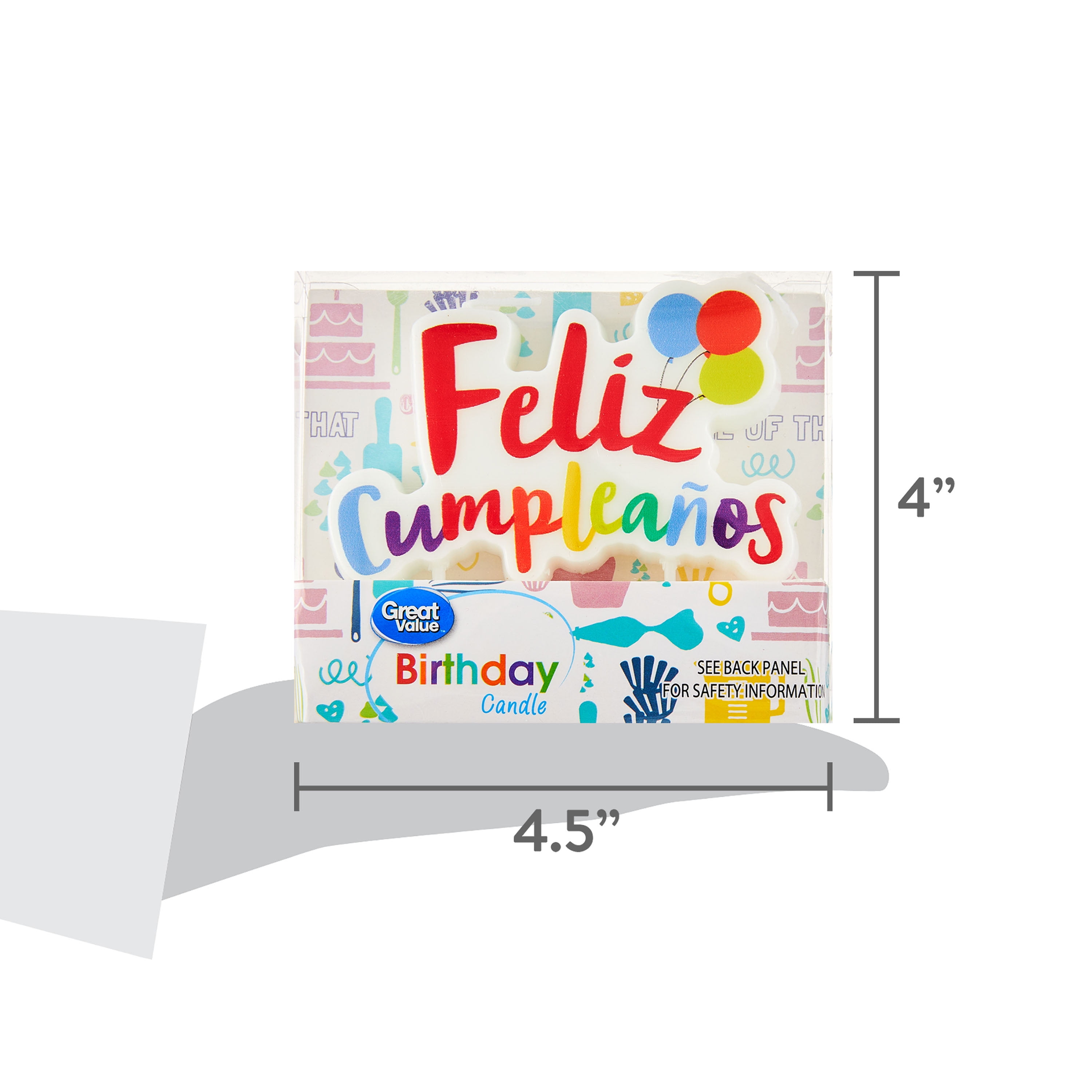 (3 pack) Great Value Feliz Cumpleaños Birthday Candle, 1 Count