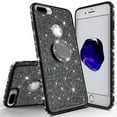 thumbnail image 4 of Glitter Cute Ring Stand Phone Case for Apple iPhone 7 Case,Bling Bumper Kickstand Sparkly Clear Soft Protective for Girls Women - Black, 4 of 6
