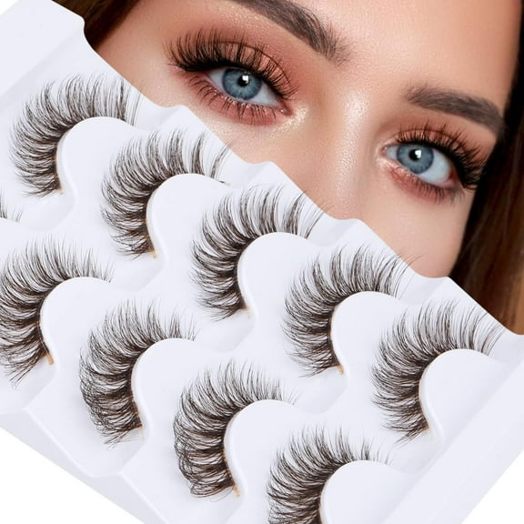 Slant Flying Fox Series Extended Outer Corner False Eyelashes, Thin Stem Brown, 16mm Natural Style, Cat Eye Effect, 3D Fluffy