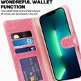 thumbnail image 2 of for iPhone 13 Pro Max Case Wallet, Card Holder Leather Luxury Cute Pattern Love Heart + Screen Protector, Card Slot iPhone 13 Pro Max Case, Shockproof Protection for Gilrs Women -Pink, 2 of 6