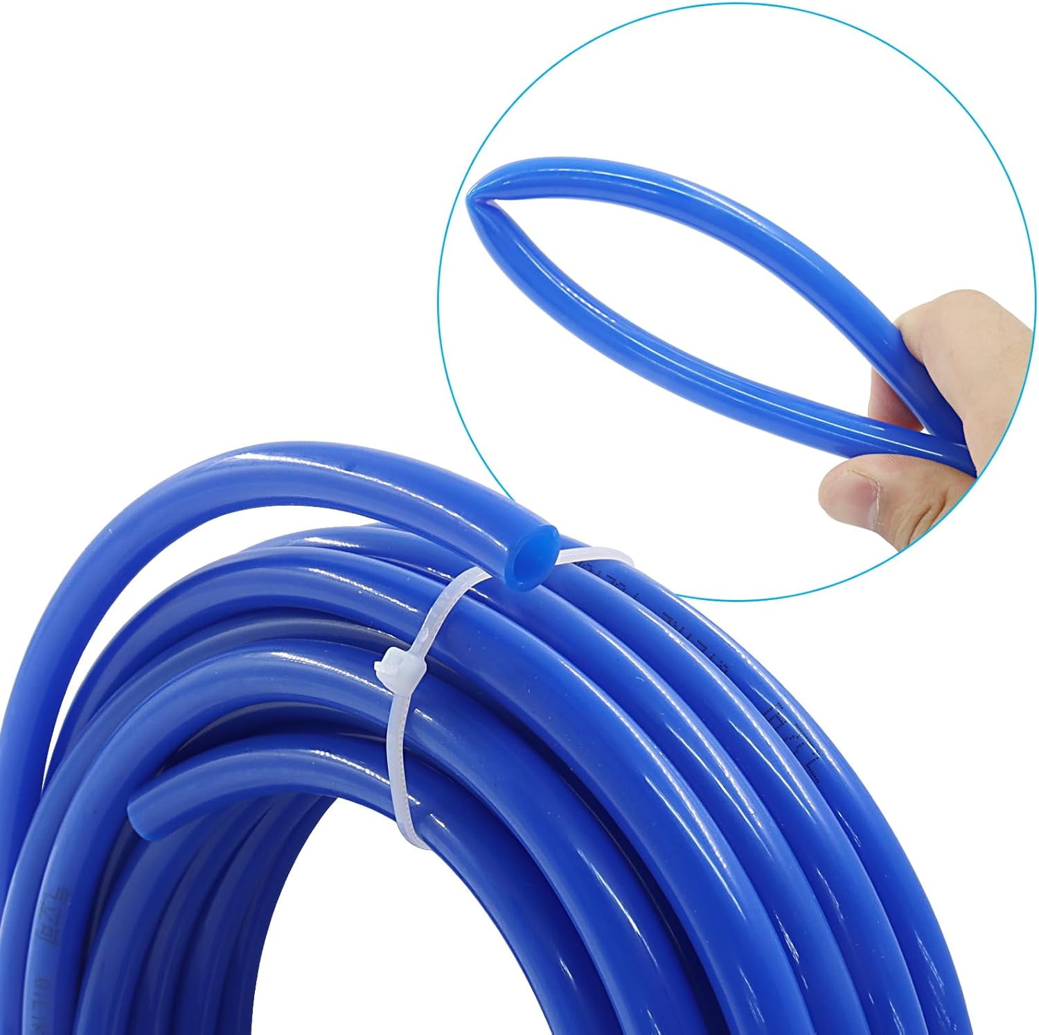 FRKSMD-3/8" OD Pneumatic Tubing, Blue PU Tube Air Hose Lightweight Pipe, Flexible Line for Water Fluid Transfer/Air Compressor Users 10Meter 32.8ft