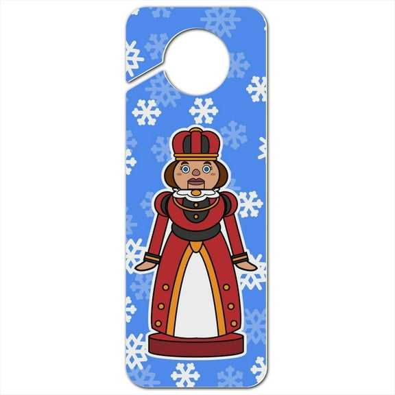 Nutcracker Woman with Snowflakes Plastic Door Knob Hanger Sign