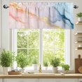 thumbnail image 2 of Gold Striped Valances for Windows, 60 x 18in, Marble Blue Pink Gradient Stripes Rod Pocket Kitchen Valance Curtain Light Filtering Window Treatments for Living Room Bedroom, 1 Panel, 2 of 7
