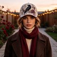thumbnail image 4 of Levmjia Women Baseball Hat Soft Cotton Floral Embroidery Print Breathable Sun Cap Daily Commute Outdoor Walking Travel Casual Fashion UV Protection, 4 of 5
