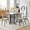 Black Table+6 Chairs, variant on Hi loPres Set of 7 Modern 6-Person Dining Table Set, 71" Oval Tempered Glass Top with Transparent Acrylic Silver Metal Legs Chairs, Kitchen Furniture