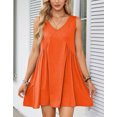 thumbnail image 2 of Womens Mini Sundress With Pockets A-line Cover Ups Summer Cotton Dress Pleated Sleeveless Casual Loose V Neck Cogild, 2 of 4
