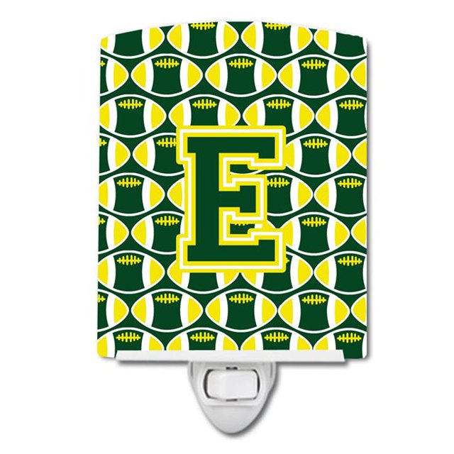 Carolines Treasures CJ1075-ECNL Letter E Football Green & Yellow Ceramic Night Light