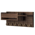 thumbnail image 3 of Key Holder for Wall,Wooden Mail Organizer Wall Mounted with Slots And Shelf,Entryway Storage Organizer with 6 Key Hooks-Brown, 3 of 7
