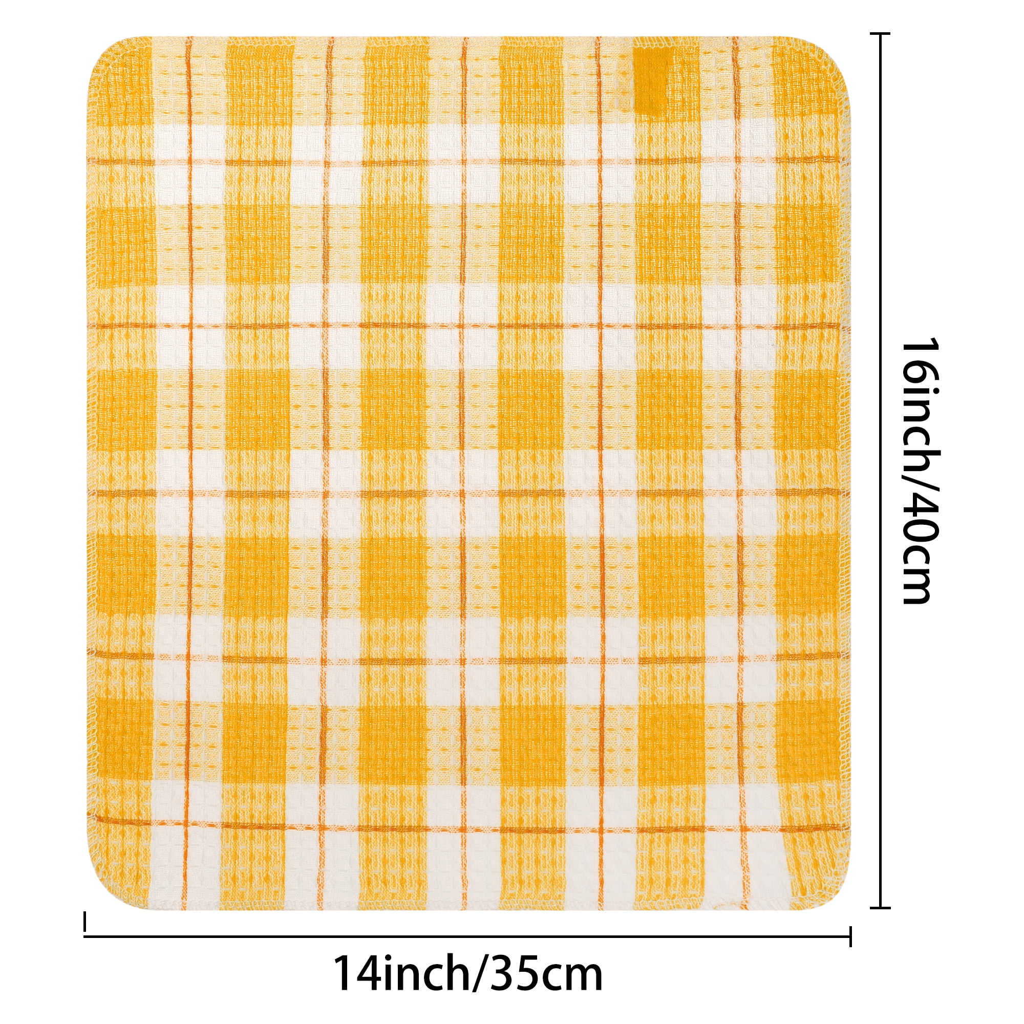 Unique Bargains Kitchen Dish Cloths 14" x 16" Absorbent Dish Drying Dish Kitchen Towels Orange 6pk