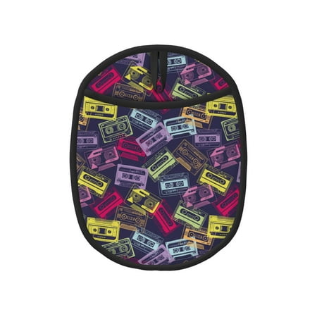 

Pofeuu Retro Cassette Music Print Silicone Pot Mat Mitten With Hanging Loop Heat Resistant Oven Mitts Non-Slip Bbq Baking Smoking Potholders