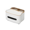 thumbnail image 1 of Fasiaou Tissue Box Cover Rectangular with Storage Organizer, Multifunctional Remote Control Holder, Desk Organizer for Living Room, Bedroom, Office, Decorative Tissue Holder with Compartments,White, 1 of 6