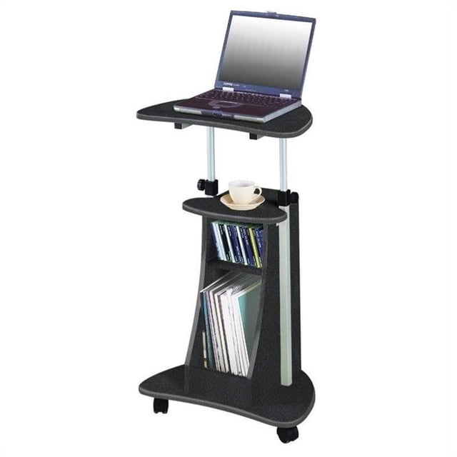 Scranton & Co Sit-to-Stand Rolling Laptop Cart with Storage in Graphite
