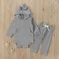 thumbnail image 2 of NAFUU Toddler Baby Girl Clothes Infant Boys Girls Long Sleeve Hoodie Romper Bodysuit Tops+Pants Set Solid Color 2 Pieces Fall Outfits Fashion Vintage 9-12 Months, 2 of 7