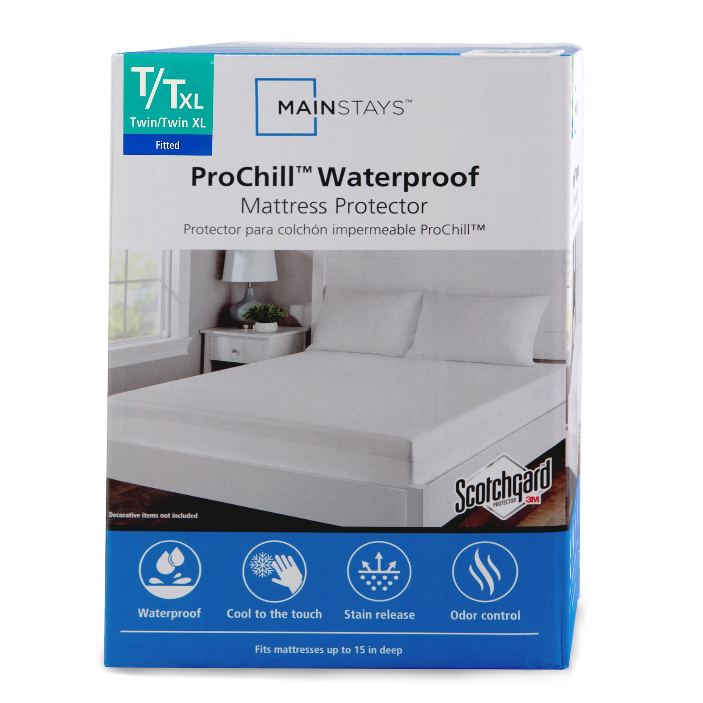 Room Essentials~Waterproof~15" Depth New TWIN Size Cooling Mattress Protector 
