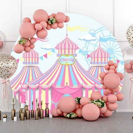 Image of AOFOTO 7.5x7.5ft Pink Circus Backdrop Carnival Fer