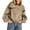 Khaki, variant on Hvyesh Womens Cropped Pea Coats Zip Up Barn Jackets Casual Long Sleeve Solid Jackets Fall Trendy Cargo Outerwear with Pockets