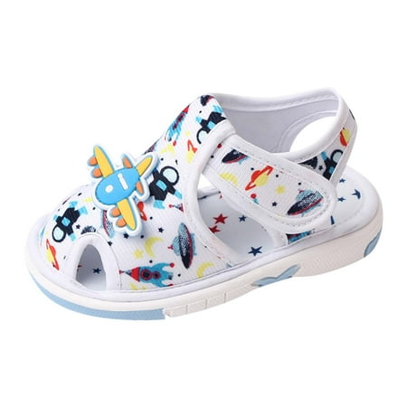 

MIUBAGIAL Summer Children Toddler Shoes Girls Sandals Flat Bottom Anti-slip Slio Open Toe Breathable Soft Cartoon Space Pattern